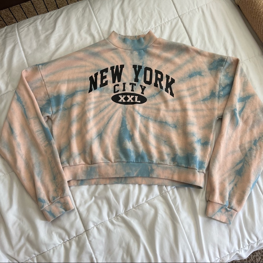 Tie Dye Turtle Neck Cropped Crewneck